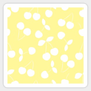 White cherry print on yellow Sticker